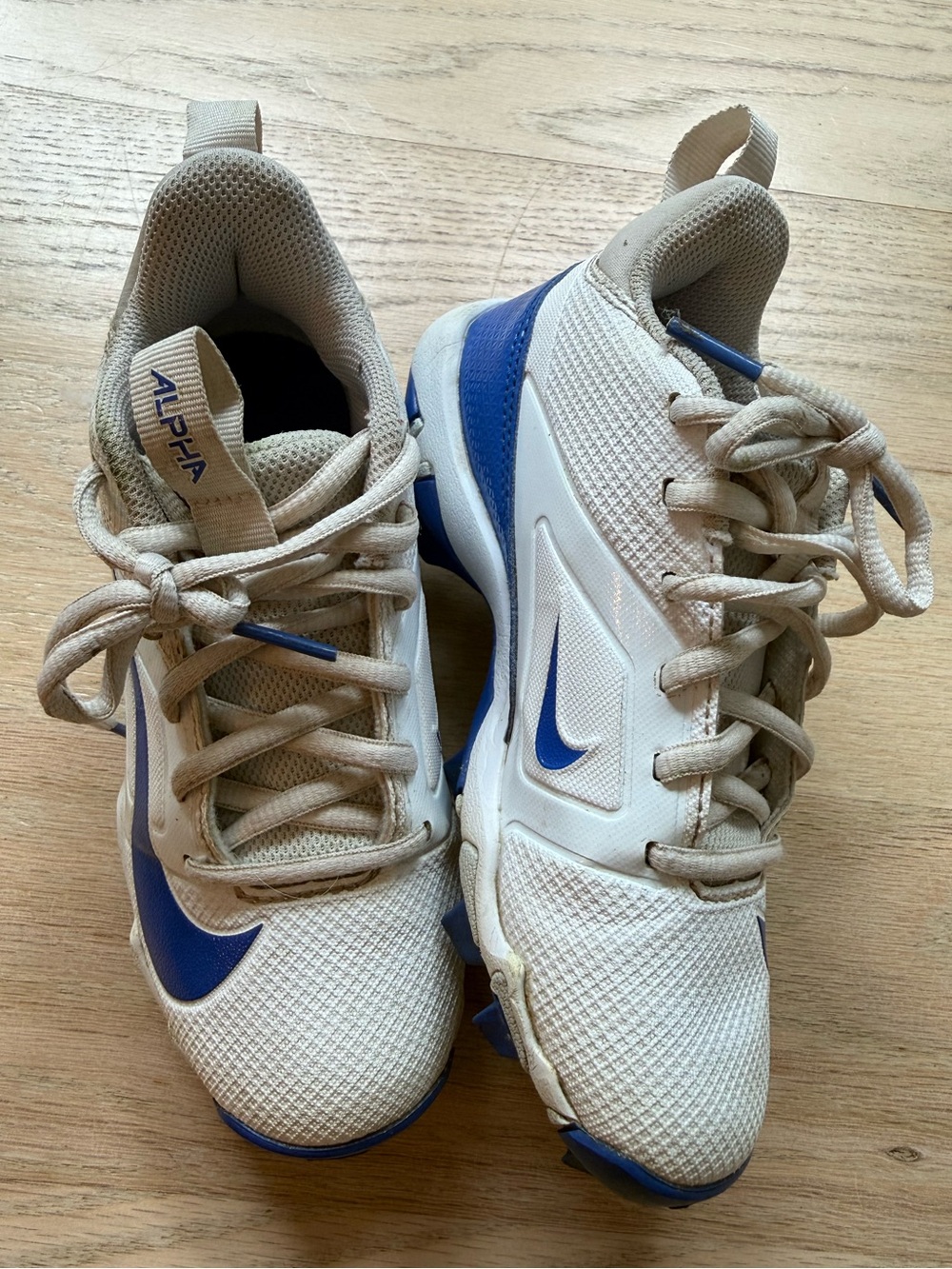 Nike Alpha Menace Boys Blue and White Football Cleats Shoes Size 13